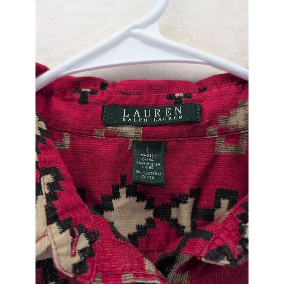 Lauren Ralph Lauren Aztec Southwestern Blouse Womens Large Collared Neck - Picture 8 of 14